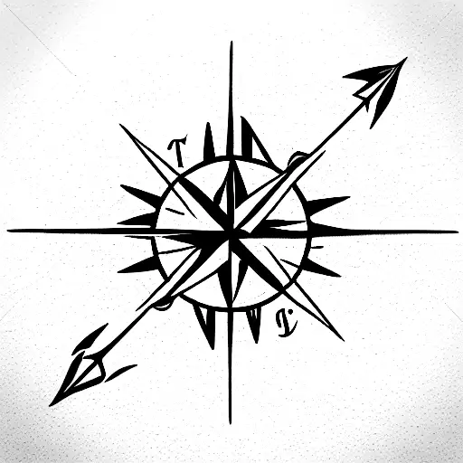 Arrow witn compass  tattoo design idea