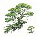 moss covered tree tattoo design idea