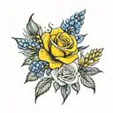 yellow rose and bluebonnet tattoo design idea
