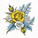 yellow rose and bluebonnet tattoo design idea