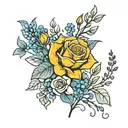 yellow rose and bluebonnet tattoo design idea