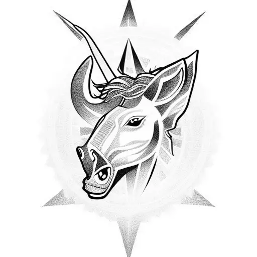 sunrays with centaur tattoo design idea