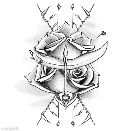 sagittarius arrows with roses and lilies tattoo design idea