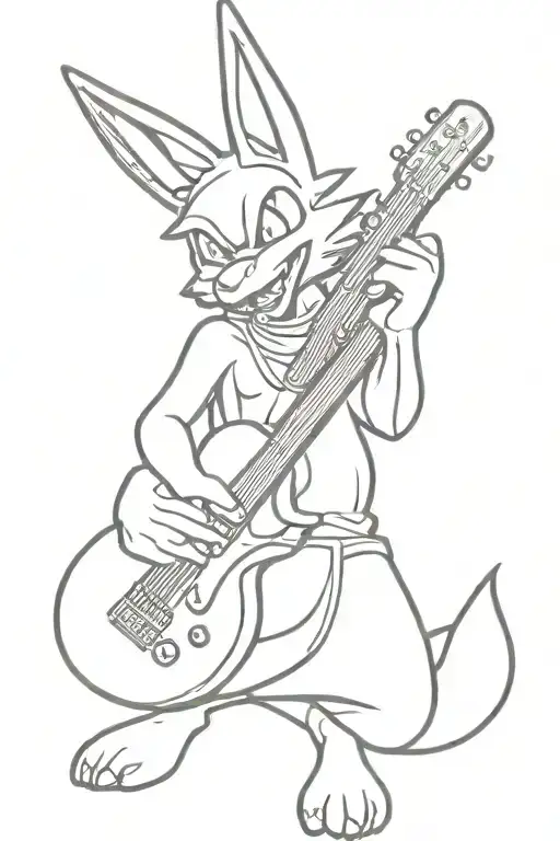 Lucario play guitar tattoo design idea