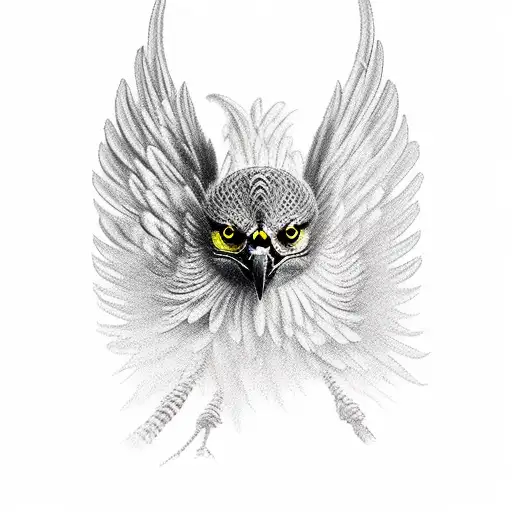 The attacking fuul black  falcon is realistic tattoo design idea