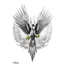 The attacking fuul black  falcon is realistic tattoo design idea
