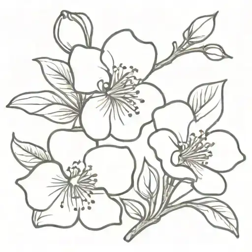 apple blossom with small apples all black   tattoo design idea