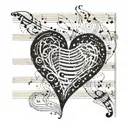 A music sheet with notes arranged in the shape of a heart tattoo design idea