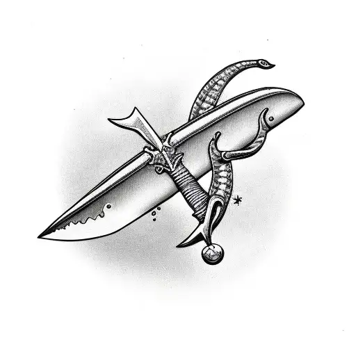 black and white, old school, swordfish with the "sword" piercing a heart tattoo design idea