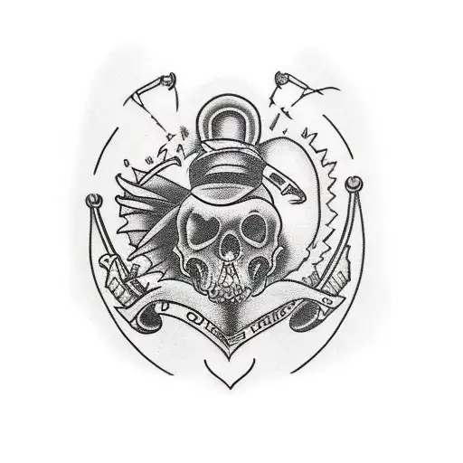 old school, a happy heart with an eye, black and white tattoo design idea