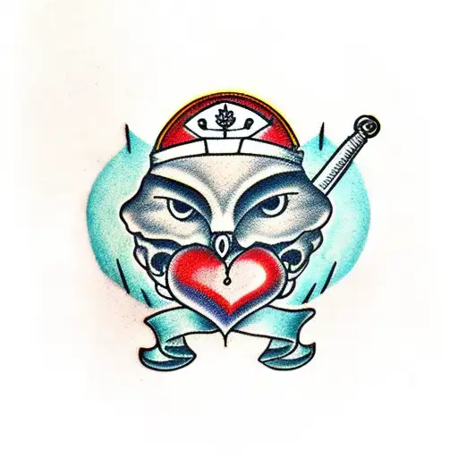 old school heart with one eye tattoo design idea