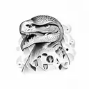 falcon with dinosaur skull tattoo design idea