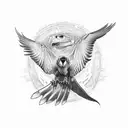 falcon with dinosaur skull tattoo design idea