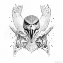 falcon with dinosaur skull tattoo design idea