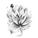 Masculine Lily flower and little dove tattoo design idea