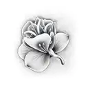 Masculine Lily flower and little dove tattoo design idea