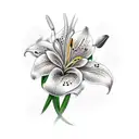 Masculine Lily flower and little dove tattoo design idea