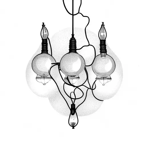 room of hanging light bulbs  tattoo design idea