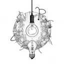 room of hanging light bulbs  tattoo design idea