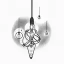 room of hanging light bulbs  tattoo design idea