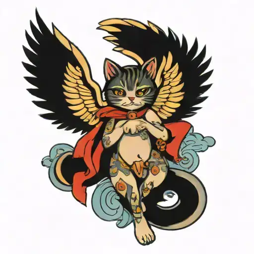 Neko arch angel tattoo design idea