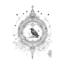 crow with shani dev mantra tattoo design idea