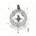 crow with shani dev mantra tattoo design idea