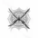 a small sword with this MCMLXXIII on it  tattoo design idea