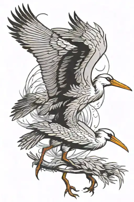 stork bird tattoo design idea