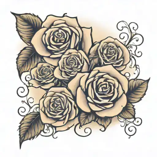 roses with coulds shading and bible verse quote in nice font  tattoo design idea