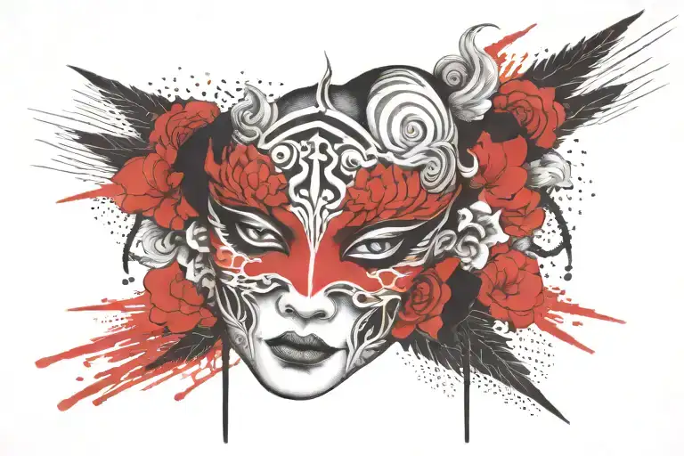 face behind many masks   tattoo design idea
