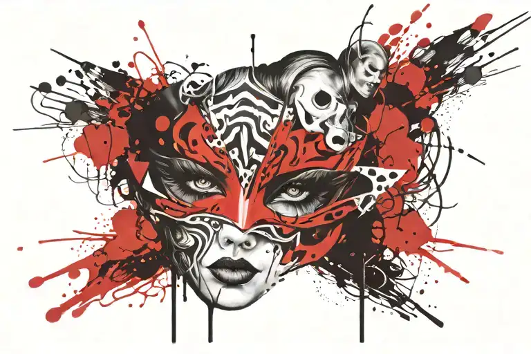 face behind many masks   tattoo design idea