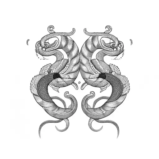 two cobras with a siamese cat tattoo design idea