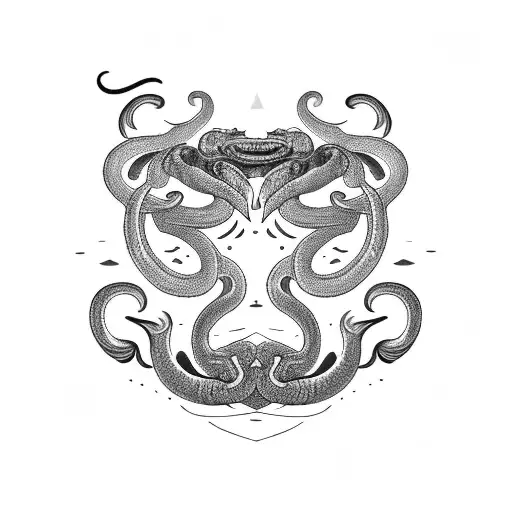 two cobras with a siamese cat tattoo design idea