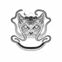 two cobras with a siamese cat tattoo design idea