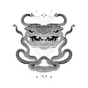 two cobras with a siamese cat tattoo design idea