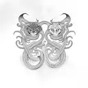 two cobras with a siamese cat tattoo design idea