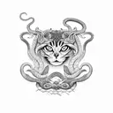 two cobras with a siamese cat tattoo design idea