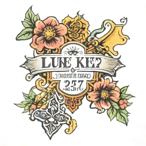 luke 1:37 bible verse with cross tattoo design idea