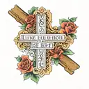 luke 1:37 bible verse with cross tattoo design idea