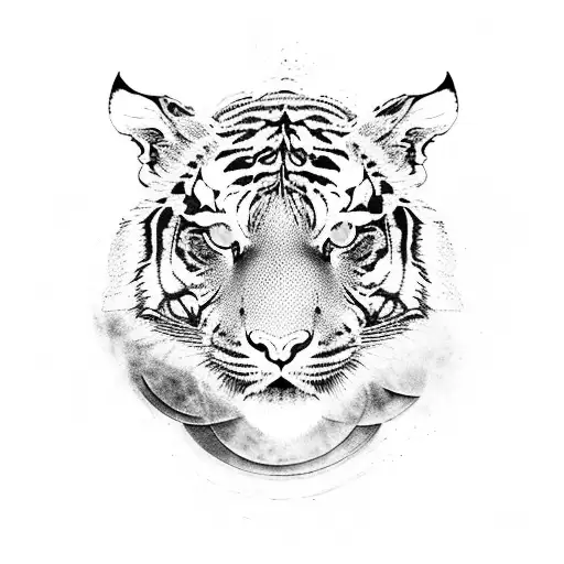 Whole Tiger with a spiral body tattoo design idea
