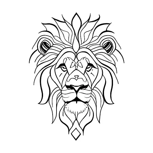 Lion fine line continuos tattoo design idea