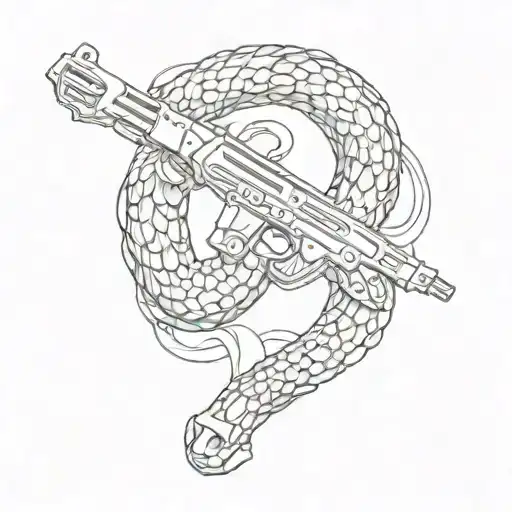 a snake wraps around an AK 47 tattoo design idea