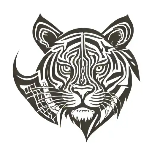 aztec tiger head   tattoo design idea