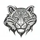 aztec tiger head   tattoo design idea