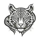 aztec tiger head   tattoo design idea