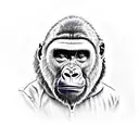 Realistic welding mask adorned with a silverback gorilla face and cannabis leaf patterns tattoo design idea
