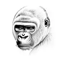 Realistic welding mask adorned with a silverback gorilla face and cannabis leaf patterns tattoo design idea