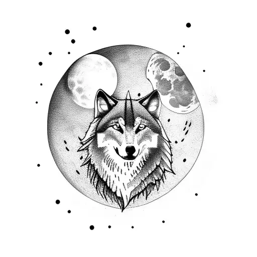 wolf moon tattoo design idea