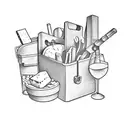 tool box, cheese, wine,  tattoo design idea